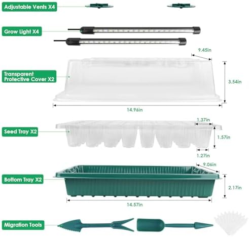 Sondiko Seed Starter Tray with Grow Light, 80 Cells Starter Kit