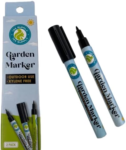 Garden Marker Pen (2 Pack) | Weather & UV Fade Resistant Black Permanent Markers for Plant Labels, Nursery Tags, Garden Tools, and Outdoor Use