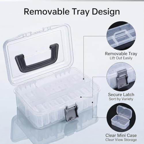 Seed Storage Organizer Box, 2 Layer, Clear, With Handle