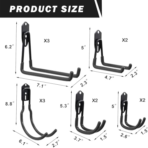 Wallmaster Garage Hooks Organizer Kit, 12 Pack Adjustable Shelving Hooks