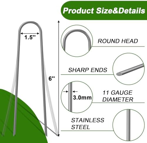 U Shaped Garden Stakes 6 Inch, Galvanized Landscape Staples for Tube