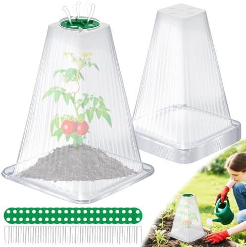 20 Pack Garden Cloches for Plants with 40 Ground Stakes and Rotary Vent