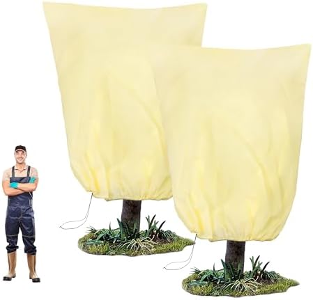 80”(W) x95”(H) Plant Covers Freeze Protection, 2.8oz/yd²Heavy-Duty Tree Covers, 2 Pack Extra Large Frost Cloths & Blankets with Zipper Drawstring for Fig Palm Citrus Lemon Trees and Shrubs