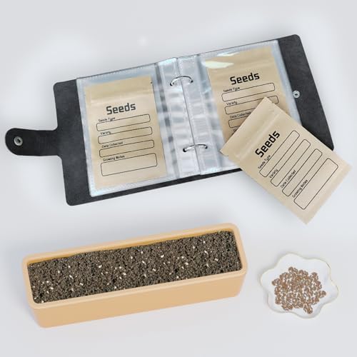Seed Organizer Storage Binder with 50 PCS Resealable Seed Envelopes, Cyan