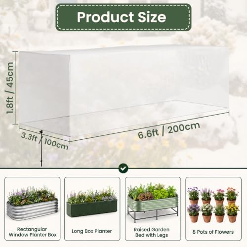 2-Pack Winter Plant Covers Freeze Protection (for 6x3FT Raised Bed)