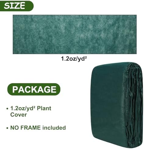Green Plant Covers Freeze Protection 6.5 x 33 FT 1.2oz/yd² Frost Cloth Blankets for Outdoor Plants in Winter, Floating Row Cover for Vegetable Garden