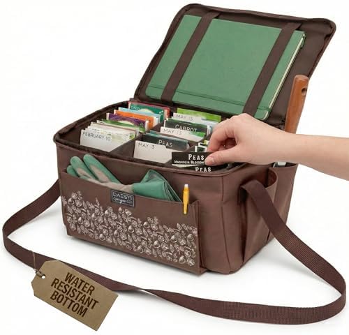 Seed Storage Organizer for 180 Packets, Canvas Garden Tote with Tabs