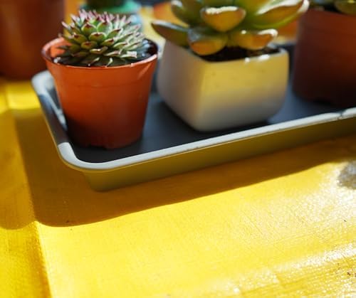 VUWEZ 2 Pack of Plastic Plant Tray Saucer Rectangular 14 inch, Plant Trays Saucers for Indoors Outdoor, Plant Water Drip Tray for Flower Pot Planter, Windowsill Plant Tray (6.8 X 14.5'', Gray)