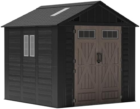 8x8 Ft Outdoor Storage Shed with Floor, Large Resin Outdoor Sheds