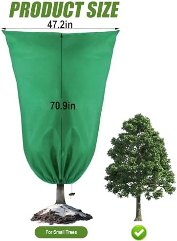 5Pcs Plant Frost Protection Covers 47.2x70.9 Inches – Reusable Breathable Freeze Blankets with Drawstring, Waterproof Non-Woven Fabric Frost Cloth for Winter Plant, Shrub, Tree, and Garden Protection