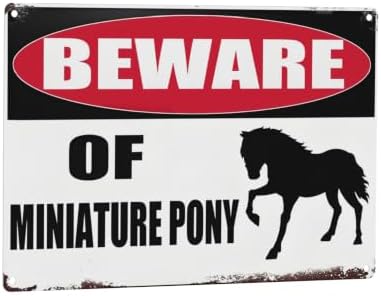 Beware Of Miniature Pony Metal Tin Sign Warning Sign Safety Signs For Home Outdoor Garden 8x12 Inches