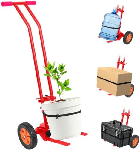 Plant Caddy with Wheels, Heavy Duty Plant Dolly Caddy Cart, 175LBS Plant Mover Cart with Adjustable Grabbing Arm, Strap, Suction Cups for Garden Courtyard Office Indoor Outdoor Pots Use, Orange