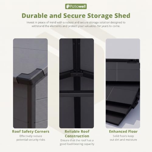 Patiowell 6X8 FT Plastic Outdoor Storage Shed with Floor, Resin Garden Shed