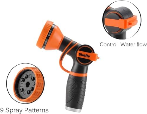 Giraffe Tools 3/4 Inch Garden Hose Nozzle with 9 Spray Patterns