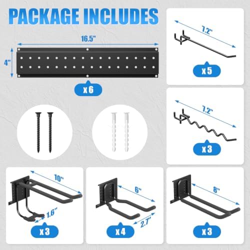 99" Garage Tool Organizer Wall Mounted, Heavy Duty Garage Wall Organizer with 18 Adjustable Hooks, Garden Tool Storage Rack, Holds Up to 700 lbs