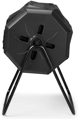 Large Composting Tumbler, Dual Chamber, 42 Gallon, Black