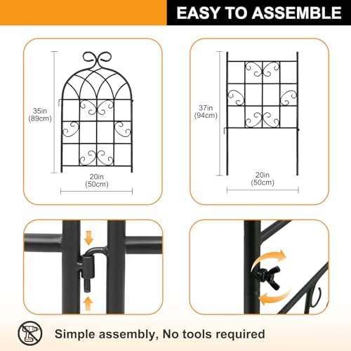 YOBAZAN Metal Garden Trellis 71"x40", Plant Support Trellis