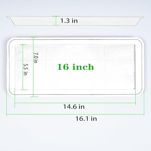 VUWEZ 2 Pack of Plastic Plant Tray Saucer Rectangular 16 inch, Plant Trays Saucers for Indoors Outdoor, Plant Water Drip Tray for Flower Pot Planter, Windowsill Plant Tray (7.0 X 16.1'', Clear)