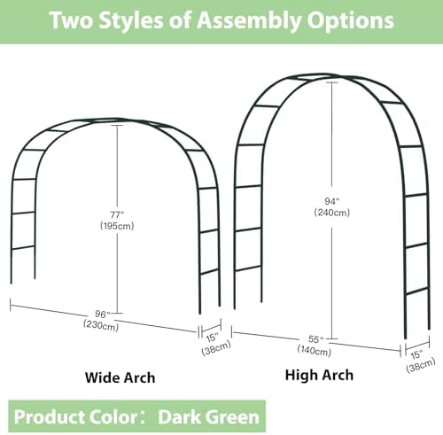 RUBFAC 7.8ft Garden Arch, Metal Trellis for Climbing Plants Outdoor