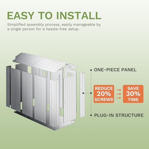 Patiowell 4x8 FT Plastic Outdoor Storage Shed with Floor, Light Gray