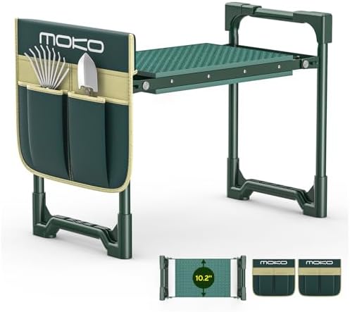 MoKo Garden Kneeler, 350 lb Foldable Garden Kneeler and Seat Tool Bag,Green
