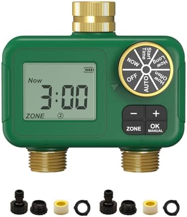 MOES 2 Zone Water Timer, Brass Fittings, Rain Delay, No Wi-Fi Required