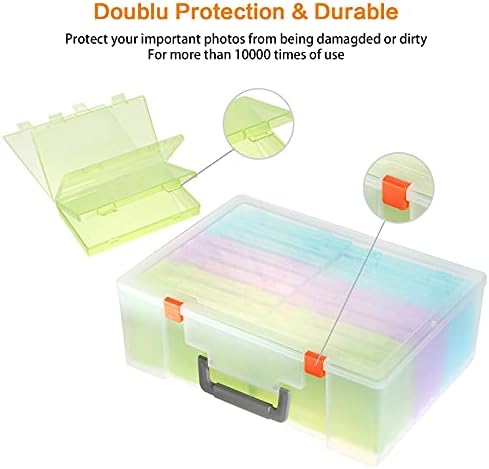 Photo Storage Box 4x6, 18 Inner Extra Large Photo Case Large Photo Organizer Acid-Free Photo Box Storage Photo Keeper Photo Storage Case, Plastic Craft Storage Box for Photo Stickers Stamps Seeds