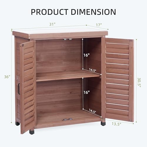 Outdoor Wooden Storage Cabinet Furniture Waterproof Tool Shed with Potting Benches Work Station Table for Garden Patio