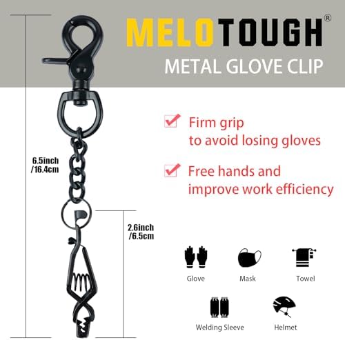 MELOTOUGH Metal Glove Clip for Work Glove Holders Heavy Duty Steel Glove Clips for Tactical,Skiing,Camping,Outdoor Activities