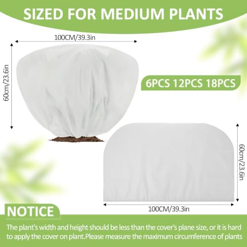 Winter Plant Covers Frost Protection Bags, White, 18 Pcs