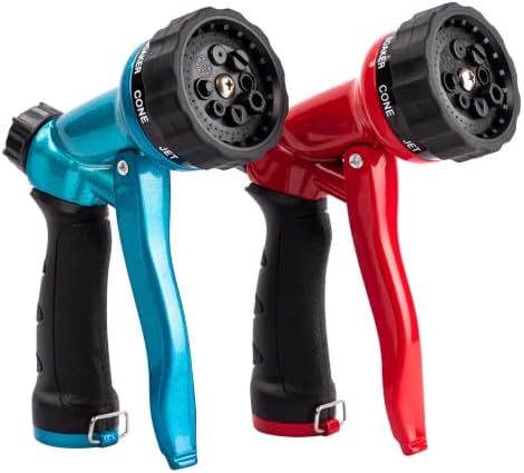 Hugedawn 2 Pack Garden Hose Nozzle, 8-Pattern Front Trigger Metal Nozzle