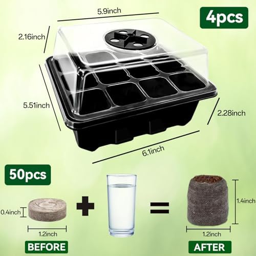 Seed Starter Tray with Peat Pellets, Black Seeding Starter Trays for Plant