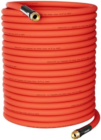 SPECILITE 3/4" x 150FT Hot/Cold Rubber Garden Water Hose, -50℉-190℉, Red