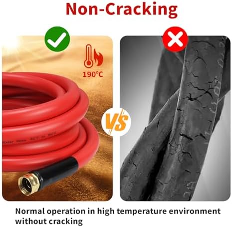 Garden Hose 75ft x 3/4” Hot/Cold Water Hose, -50°F to 190°F, Red