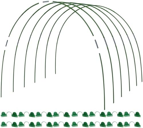 MAXPACE Greenhouse Hoops Kit, DIY 8ft Grow Tunnel, Fits Raised Garden Beds Up to 2.7ft Wide, 25 Pcs Rust-Proof Fiberglass Frame Support Rods for Row Cover, Shade Cloth, Frost Netting & Plant Stakes