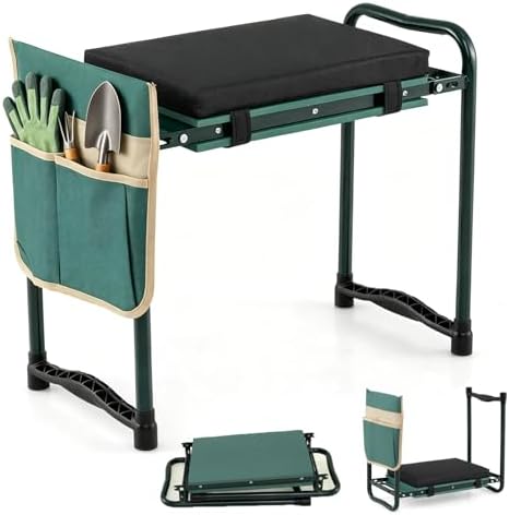 Garden Kneeler and Seat with 15.5" L×11" W EVA Kneeling Pad, Green