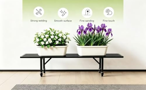 Zhongma One Tier Metal Plant Stand with Wheels L45.67 easy assembly