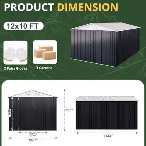 WKM 10x12 FT Outdoor Storage Shed for Backyard, Patio Lawn, White