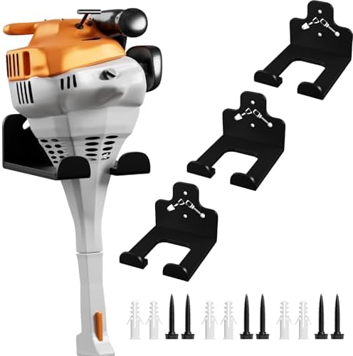 Garage Organizer Trimmer Rack Wall Mount, Weedeater Hanger, Black, 3 Pack
