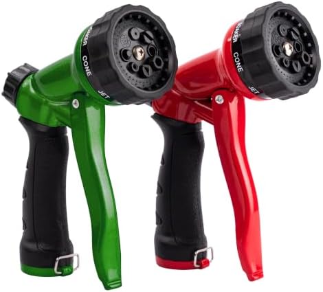 Hugedawn 2 Pack Garden Hose Nozzle, 8-Pattern Front Trigger Metal Nozzle