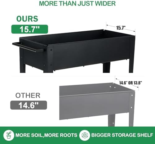 31.5" Tall Elevated Mobile Raised Garden Bed with Wheels and Shelf