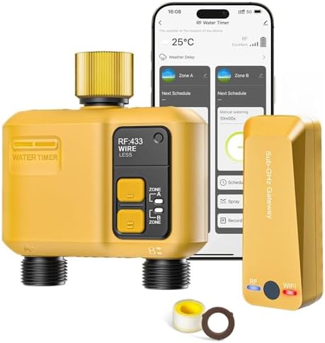 WiFi Water Timer 2 Outlet Garden, Brass Inlet