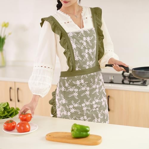 Pinknoke Vintage Pinafore Aprons for Women with Pockets for Kitchen