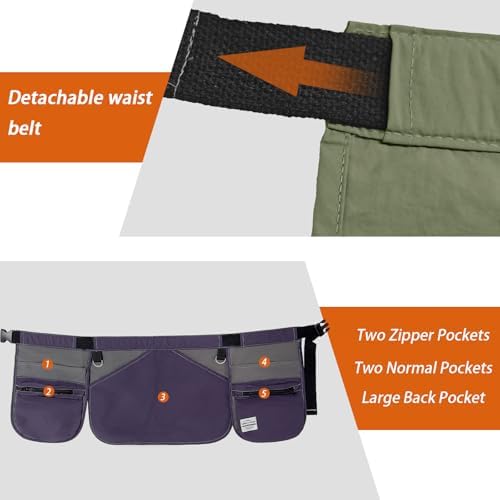 Waist Tool Apron Multi-Pocket Tools Belt with 2Pcs Hanging Buckles Heavy Duty Dog Training Aprons Multifunctional Waist Bag for Outdoor Activities