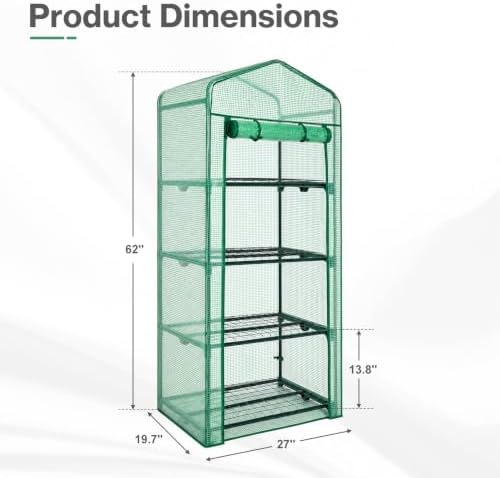 4-Tier Mini Greenhouse for Indoor and Outdoor Plants, 27x19x63 Inch