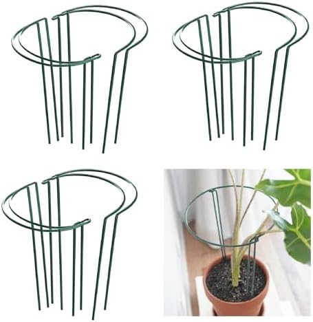 12 Pack 13.8 Inch High Plant Stake,Garden Plant Support,Half-Round Peony Cage Plant Ring Hoop