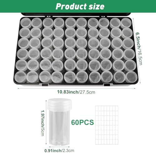 Seed Storage Box with 60 Bottles, Black Opaque Seed Storage Organizer