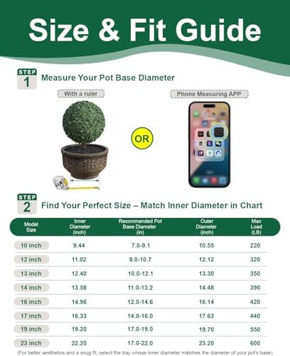 Plant Caddy With Wheels 16" Metal Plant Saucers for Indoors 420 Lb Capacity