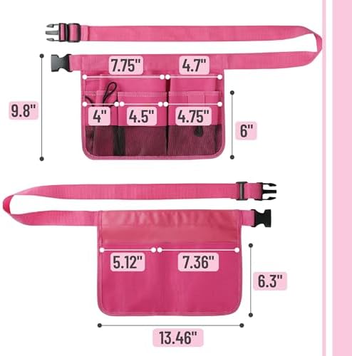 UNCO- Adjustable Gardening Belt, Pink, 7 Pockets, Wear, Cut and Water Resistant, Garden Tool Belt Pouch, Waist Apron with Pockets