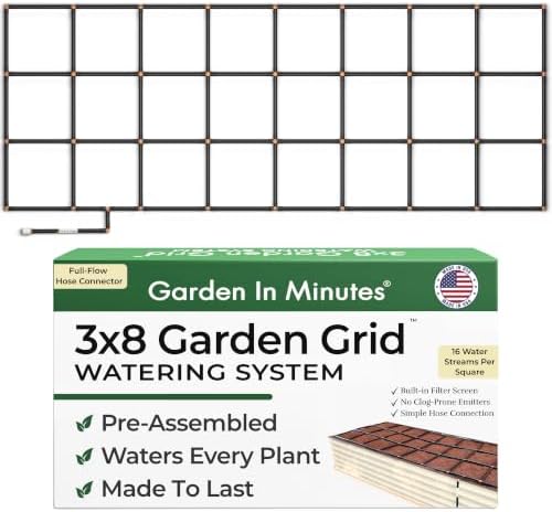 Garden Grid 3x8 | Garden Irrigation Kit for Raised Beds | Pre-Assembled